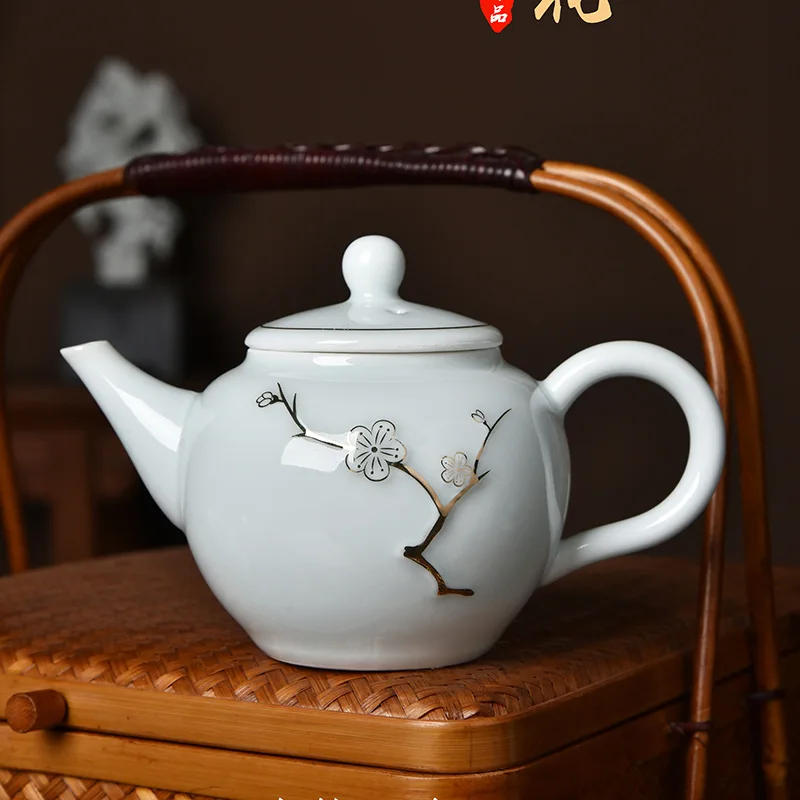 Description Picture 5 of itemTraditional Chinese Gaiwan Sancai Teacup Pot with Lid Ceramic Tea Tureen Porcelain Tea Cup with Gold Trim Teaware Teapots Set