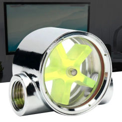 G1/4 Threaded 2 Ways Flow Meter Five Impellers Water Cooling Flow Indicator Copper Chromed Shell Flow Measuring Instruments