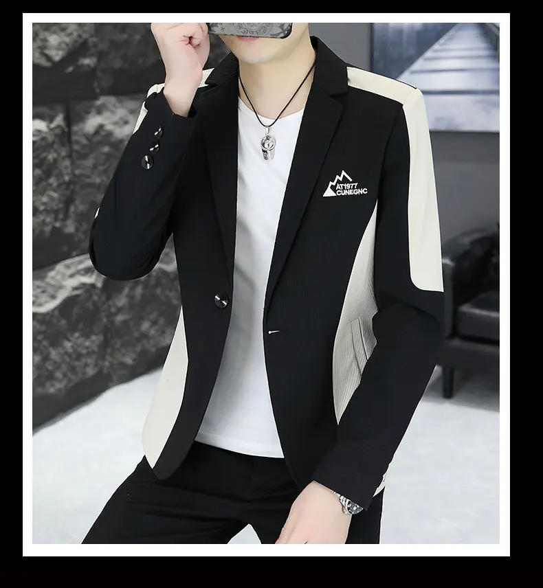 Description Picture 4 of itemThe Main Promotion of New Fashion Casual Color Pattern Small Suit Matching Personality Comfortable Handsome Men's Clothing