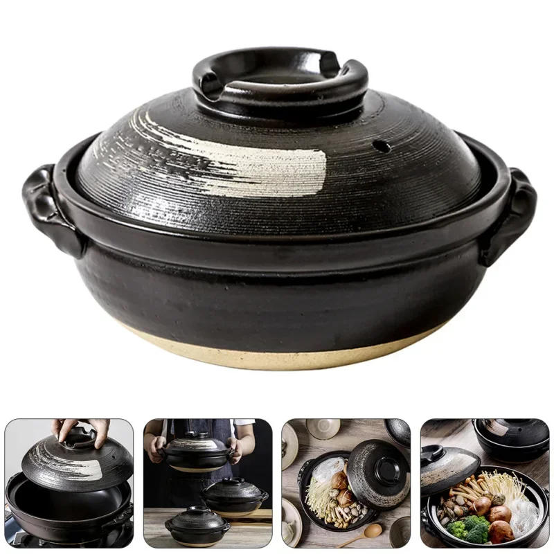 Description Picture 6 of itemPot Ceramic Clay Cooking Casserole Japanese Stew Soup Lid Earthenware Hot Pots Korean Stockpot Dish Pan Cookware Stock Chinese