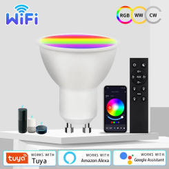 GU10 WIFI Smart Bulb Tuya Smart Light Bulbs RGB 220V 110V Light Bulbs Smart Lamp with Remote APP Control For Google Home Alexa