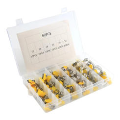 60 Pcs Stainless Steel Key-Type Hose Clamp Adjustable Worm Gear Hose Clamp Assortment Kit for Ideal For Plumbing Automot