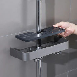 Household lifting rack, shower storage rack, bathroom perforated shower rod tray