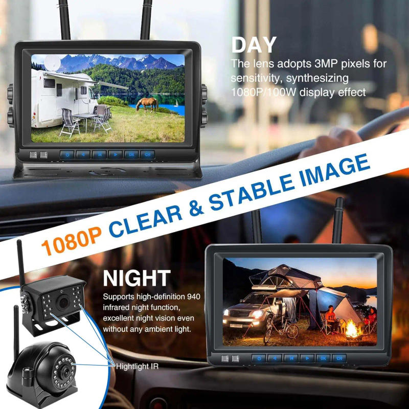 Description Picture 4 of itemGreenYi Wireless AHD 7 inch DVR Truck Monitor 1080P High Definition Night Vision Reverse Backup Recorder Wifi Camera For Bus Car