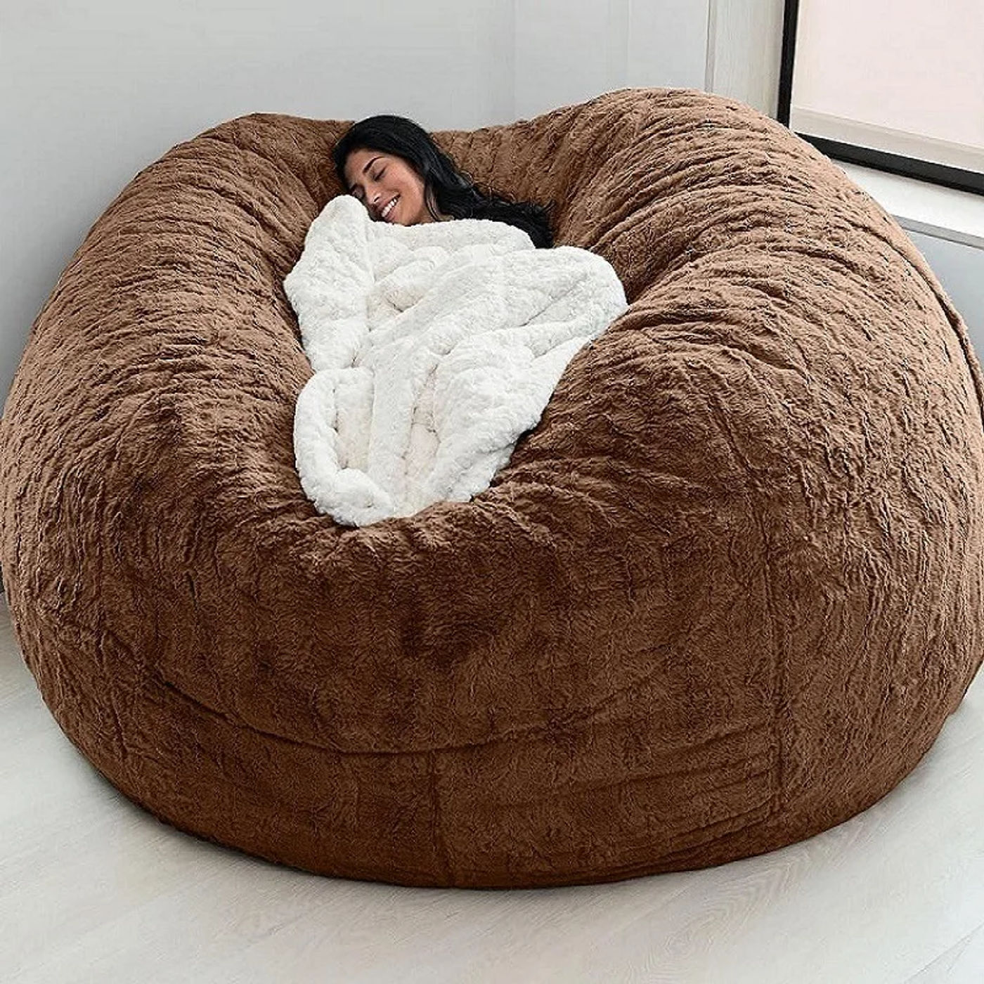 Description Picture 3 of item1PC Lazy Sofa Bean Bag Faux Fur Bean Bag Bean Couch Bean Bag Chair Bean Bag Chair with Filling Giant Bean Bag Bean Bag Bean Bag