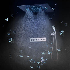 Concealed Thermostatic Button Shower System Led Ceiling Shower Head Waterfall dual-control Hidden Shower Faucet Remote Control