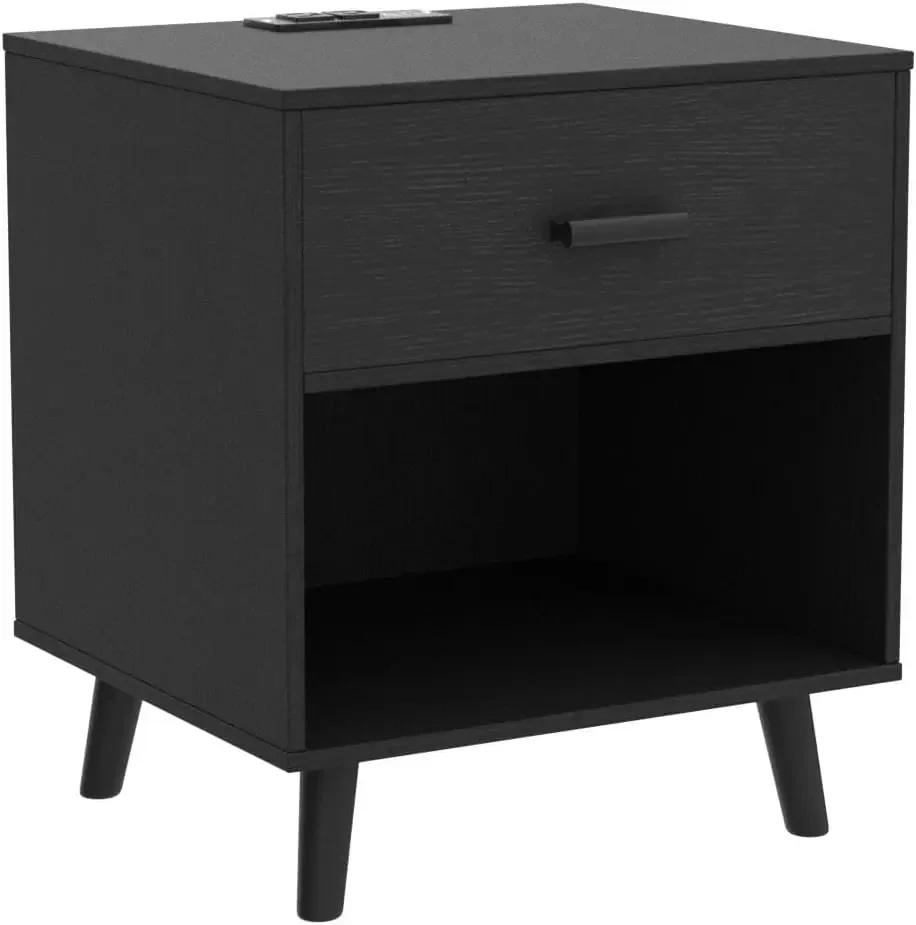 Description Picture 5 of itemNightstands Set of 2, Nightstand with Charging Station & LED Light, Night Stands with Drawer for Bedroom