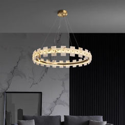 2024 Modern full copper LED living room chandelier creative designer hotel restaurant cafe study full copper marble chandelier