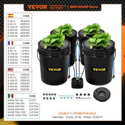 VEVOR Hydroponics Deep Water Culture DWC Hydroponic System 5 Gallon 4 / 5 / 8 Buckets Hydroponic Systems, Parts & Accessories