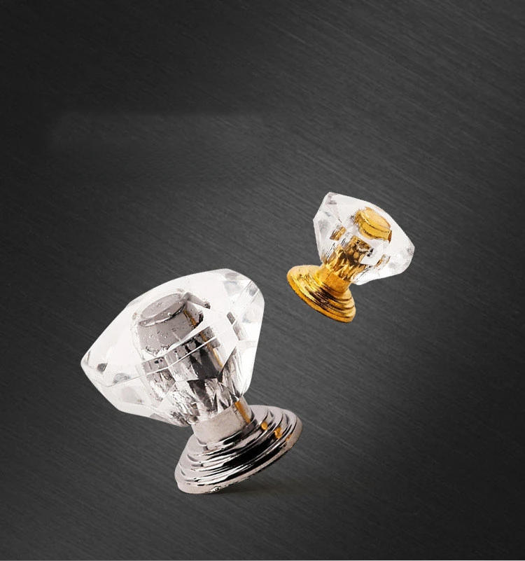 Description Picture 2 of item10pcs/set Drawer Furniture Knob Pull Handle Use for Knob Cupboard Cabinet Drawer Fittings  Gold Diamond Crystal Shape Acrylic