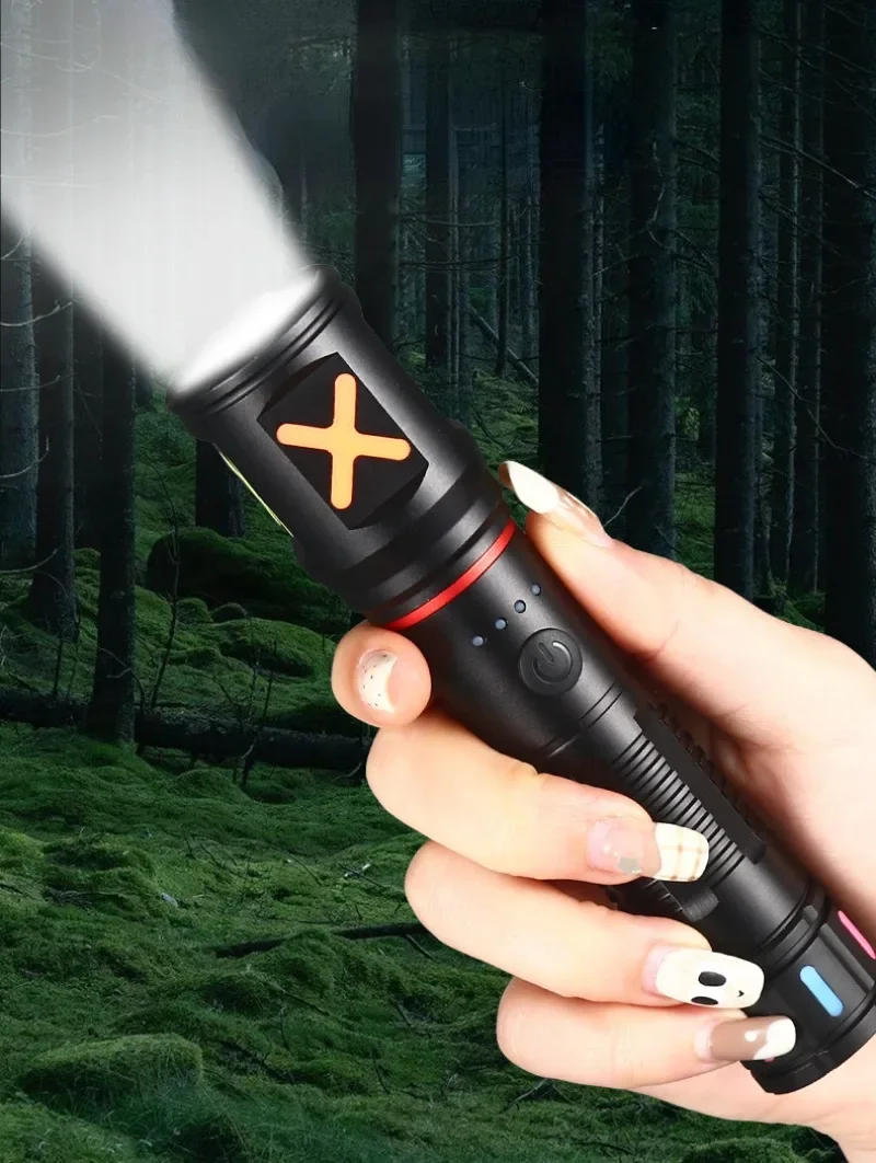 Description Picture 3 of itemStrong Power White Laser Led Flashlights Tactical Emergency Spotlights Telescopic Zoom Type C Rechargeable Camping Torch