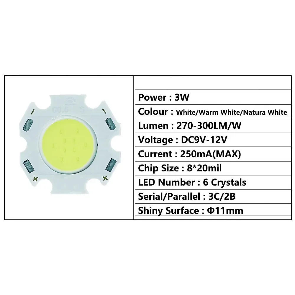 Description Picture 3 of item20 Pcs LED Source Chip 3/5/7/10W COB High-power Lamp Beads 11mm Luminous Surface Energy Conservation Spotlight Down Light Lamp