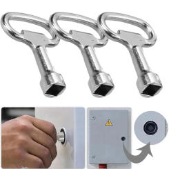 3Pcs Square Key Square Key Water Tap 8mm Ventilation  Key Stainless Steel Electric Cabinet Door Lock Turn Tongue Lock Water Tap