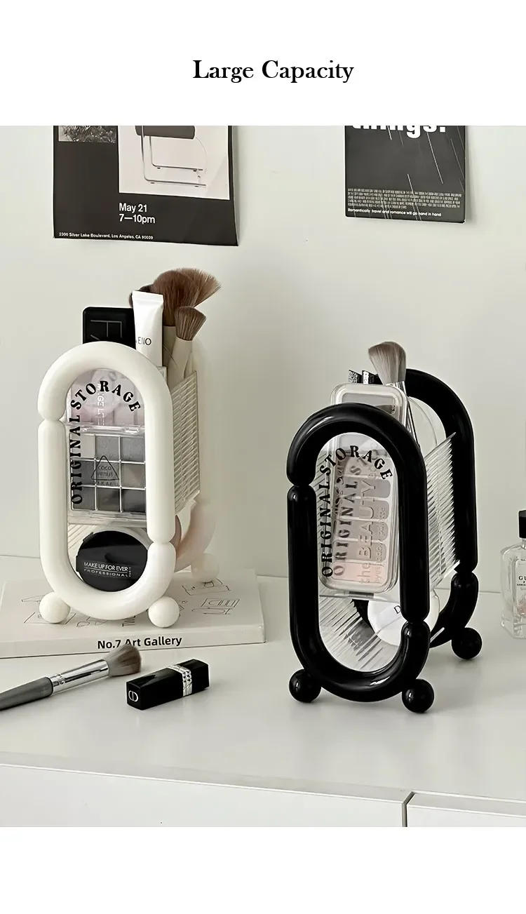 Description Picture 3 of itemMakeup Brush Storage Bucket Display Cosmetic Skincare Transparent Clear Pen Holder Acrylic Table Bathroom Office Desk Stationery