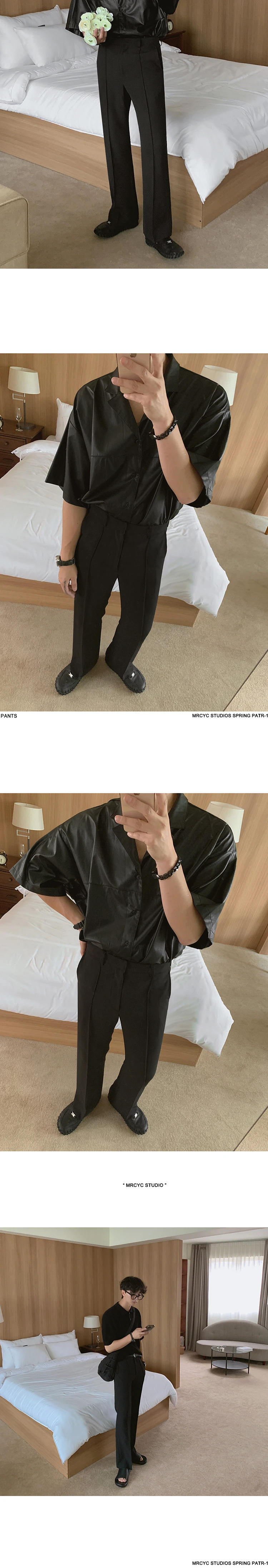 Description Picture 3 of itemFashion Men's Casual Pants Stretch Slim Fit Elastic Waist Jogger Korean Classic Formal Business Male Brand Trousers A125