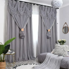 Princess Girls Dream Curtains for Living Dining Room Bedroom Lace Full Blackout Bedroom Double-layered One Floating Window