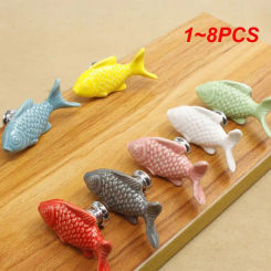 1~8PCS Children Drawer Knobs Fish Shape Ceramic Handles for Kids Room Kitchen Cabinet Handles Cupboard Knobs Furniture Hardware