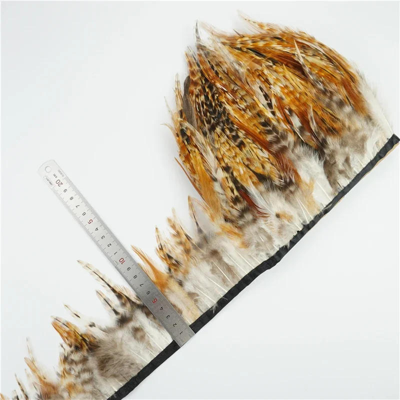 Description Picture 6 of item1Meter Natural Peacock Rooster Cock Pheasant Feathers on Tape Clothes Tassel Fringe Trim Fabric Sewing Carnival Wedding Dress