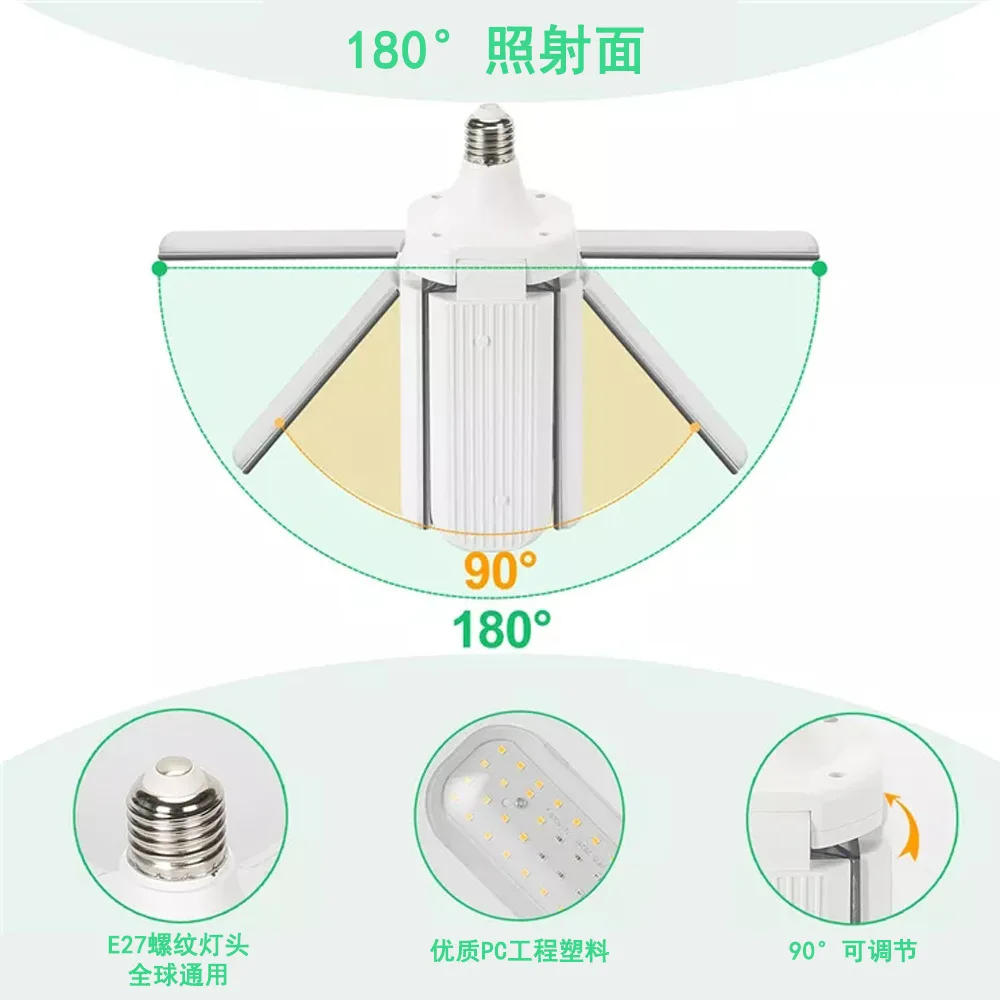 Description Picture 5 of item2/3/4 Fan leaf Foldable LED Grow Light Full Spectrum E27 Plant Growing Light Phytolamp Bulb For Indoor Plants Flower Seedling