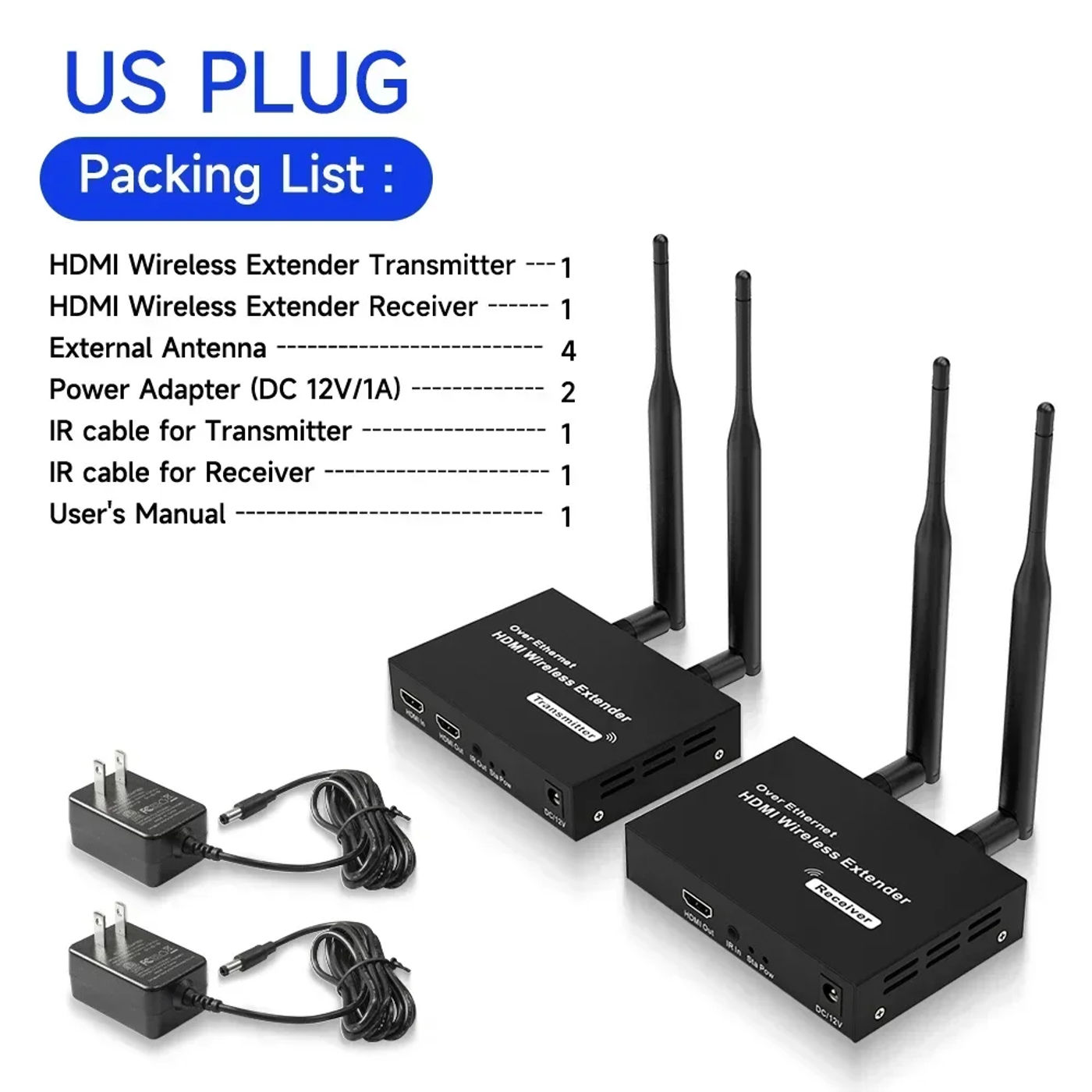 Description Picture 5 of item1080P 200M 5.8GHz Wireless HDMI-Compatible Transmitter Receiver Extender with IR HDMI Loop-Out For TV Audio Video Extender Kit