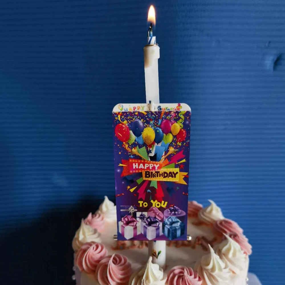 Description Picture 5 of itemCreative Surprise Spray Flower Music Candle Birthday Banner Cake Decorations Funny Wedding Birthday Party Decoration Supplies