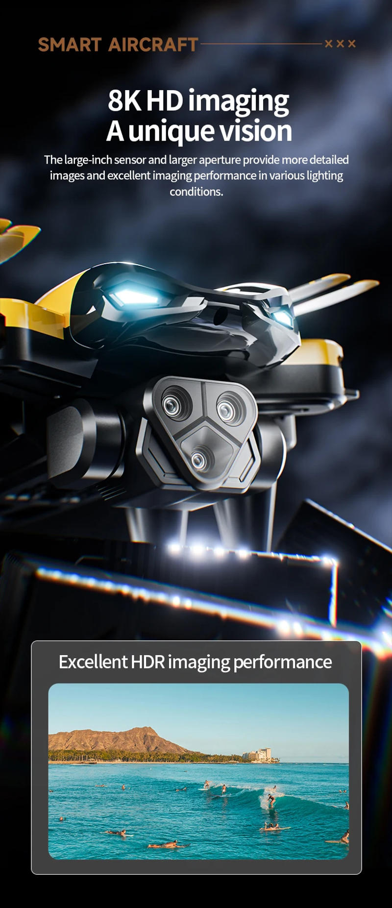 Description Picture 5 of itemXiaomi M5 Drone 8K Professional Triple Camera Brushless Motor Optical Flow Positioning Foldable Quadcopter RC Dron Toys Gifts