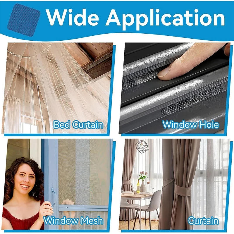 Description Picture 4 of item30 Pcs/Set Fly Screen Window Repair Strong Adhesive Fly Screen Repair Set Net Mesh Repair Tape For Door Hole of Repair Mosquito