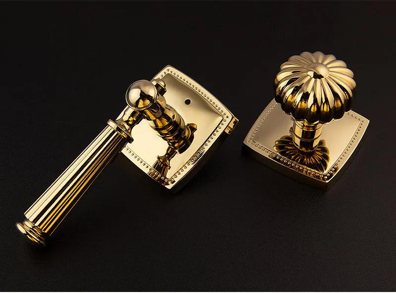 Description Picture 2 of itemLight Luxury Gold Bathroom Door Lock Pumpkin Ball Handle Keyless Lockset Indoor Door Handle Silent Security Locks Home Hardware