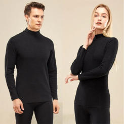 New Men Pajamas Set Cashmere Silk Semi-high Neck Thermal Underwear Women Tops and Pants Padded and Thickened Couple Pajamas Set
