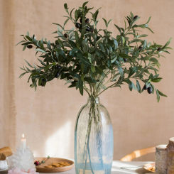 Artificial Plant Green Olive Tree Branch Stem Fake Plant Leaves With Fruit Suitable For Home Office DIY Wreath Party Decoration