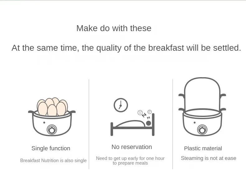 Description Picture 4 of itemEgg Boiler Stainless Steel Double-Layer Multifunctional Breakfast Artifact Automatic Power off Steam Eggs Breakfast Machine