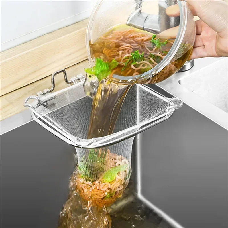 Description Picture 2 of itemStainless Steel Kitchen Sink Filter Mesh Bag Stand Waste Garbage Net Shelf Sink Corner Mesh Strainer