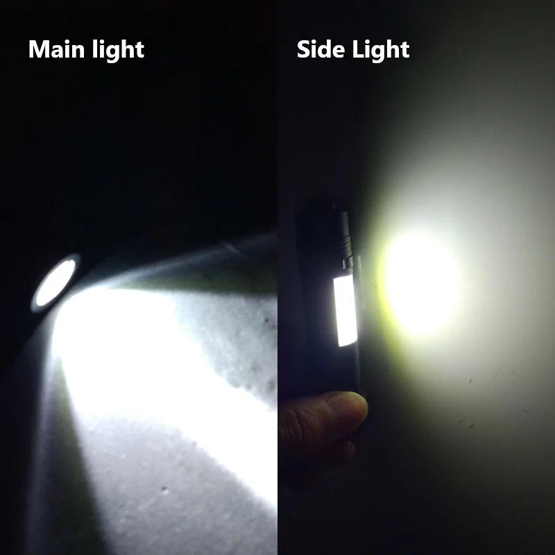 Description Picture 6 of itemPortable Mini Flashlight COB Light Rechargeable LED Torch Strong Light Camping Fishing Work Emergency Lamp Lantern With Pen Clip