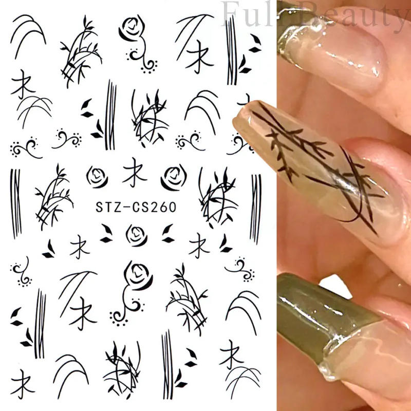 Description Picture 4 of item3D Nail Stickers Mermaid Tail Butterfly Adhesive Decals Antiquies Bamboo Design Decoration Slider Manicure Supplies PPSTZ-CS260