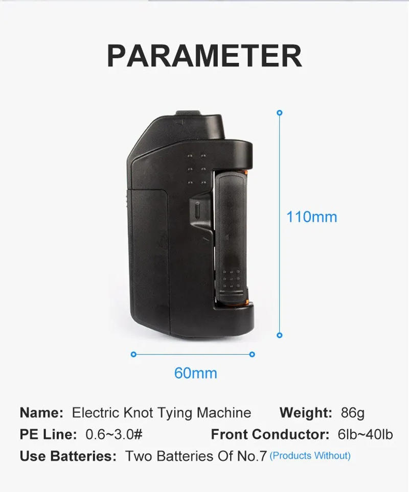Description Picture 3 of itemLeydun Hot Electric Knotter Fishing Tools ASSIST GT PR FG Knot Knotting Machine Fishing Bobbin Winder Lines Wire Japan Knot Tool