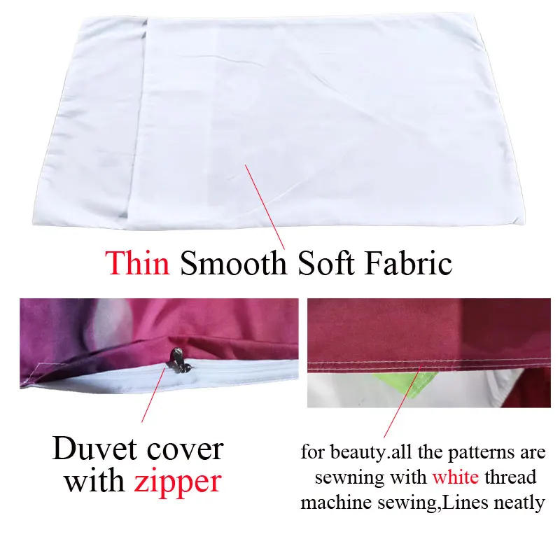 Description Picture 2 of itemRed Roses Duvet Cover Set Queen Size King Full 3D Bedding Sets Flower Pillowcase Quilt Linens Single Double Bed 220x240 200x200