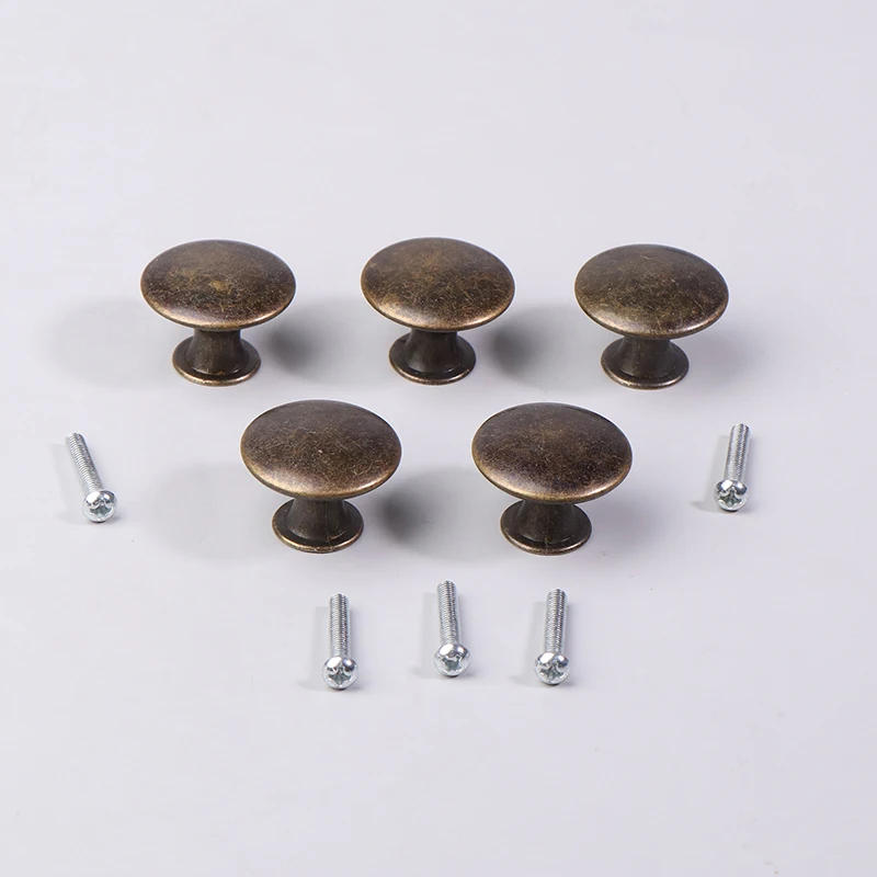 Description Picture 2 of item5Pcs/set Vintage Cabinet Knobs With Screws Knob Round Zinc Alloy Drawer Pulls Antique Bronze Cupboard Door Single Hole Pull