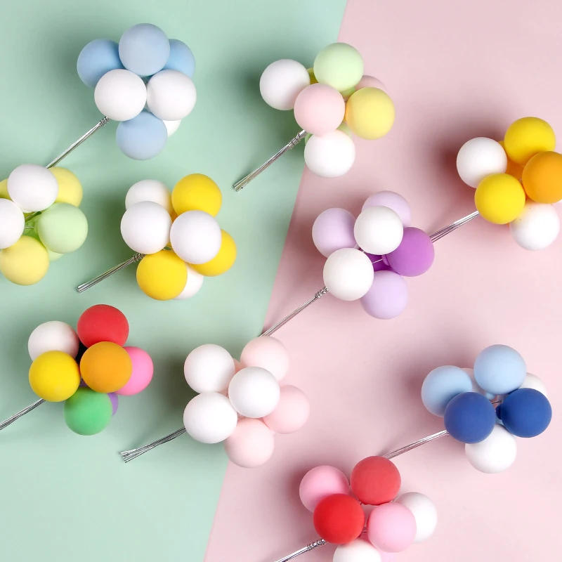 Description Picture 5 of item8Pcs Clay Balloon Cake Topper Macaron Pink Blue Ball Chocolate Cake Decorating Tools Baby Shower Party Wedding Cake Decoration