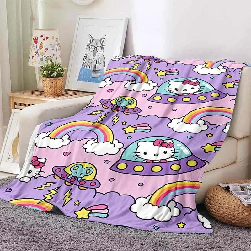 Description Picture 6 of itemSanrio Hello Kitty Custom Blanket Fluffy Throw Children Adults Warm Soft Quilt Sofa Plush Bedspread Throw Blanket for Sofa Bed