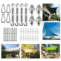 Weather-resistant Shade Sail Accessories Heavy Duty Shade Sail Hardware Kit for Outdoor Patio Canopy 44 Pcs Set with for Shade