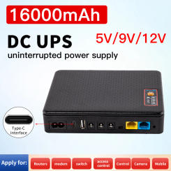 16000mAh DC UPS Mini Uninterruptible Power Supply 18650 Battery Backup 18W 5V 9V 12V 220V Router Modem Wifi Switch with Charging