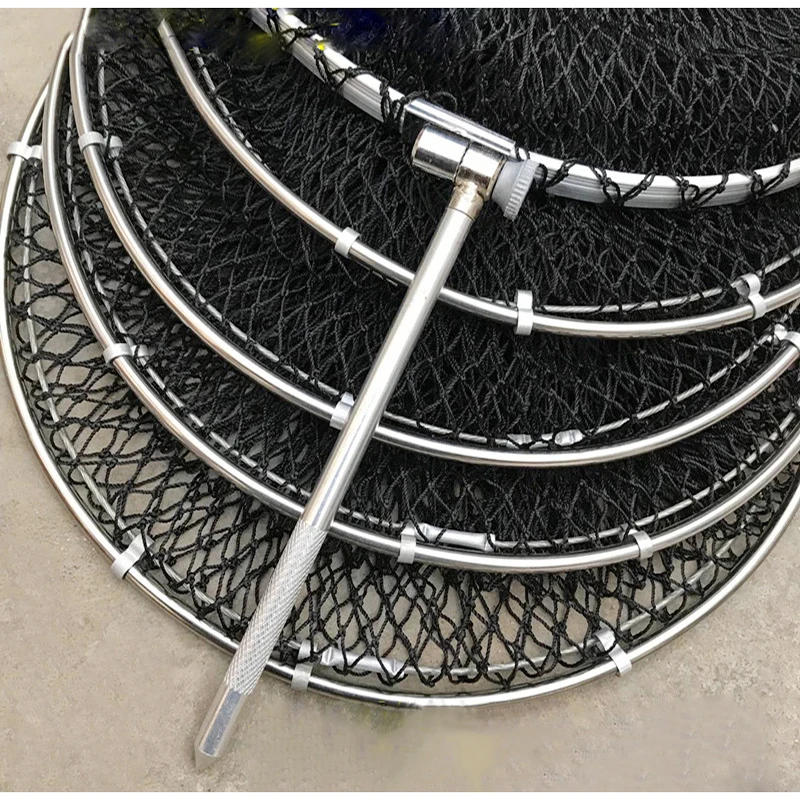 Description Picture 2 of itemLawaia Folding Fishing Nets Cage Strong Black Braided Wire Small Mesh Hand Net Quick-drying Fish Bag Stainless Steel Mesh Rings