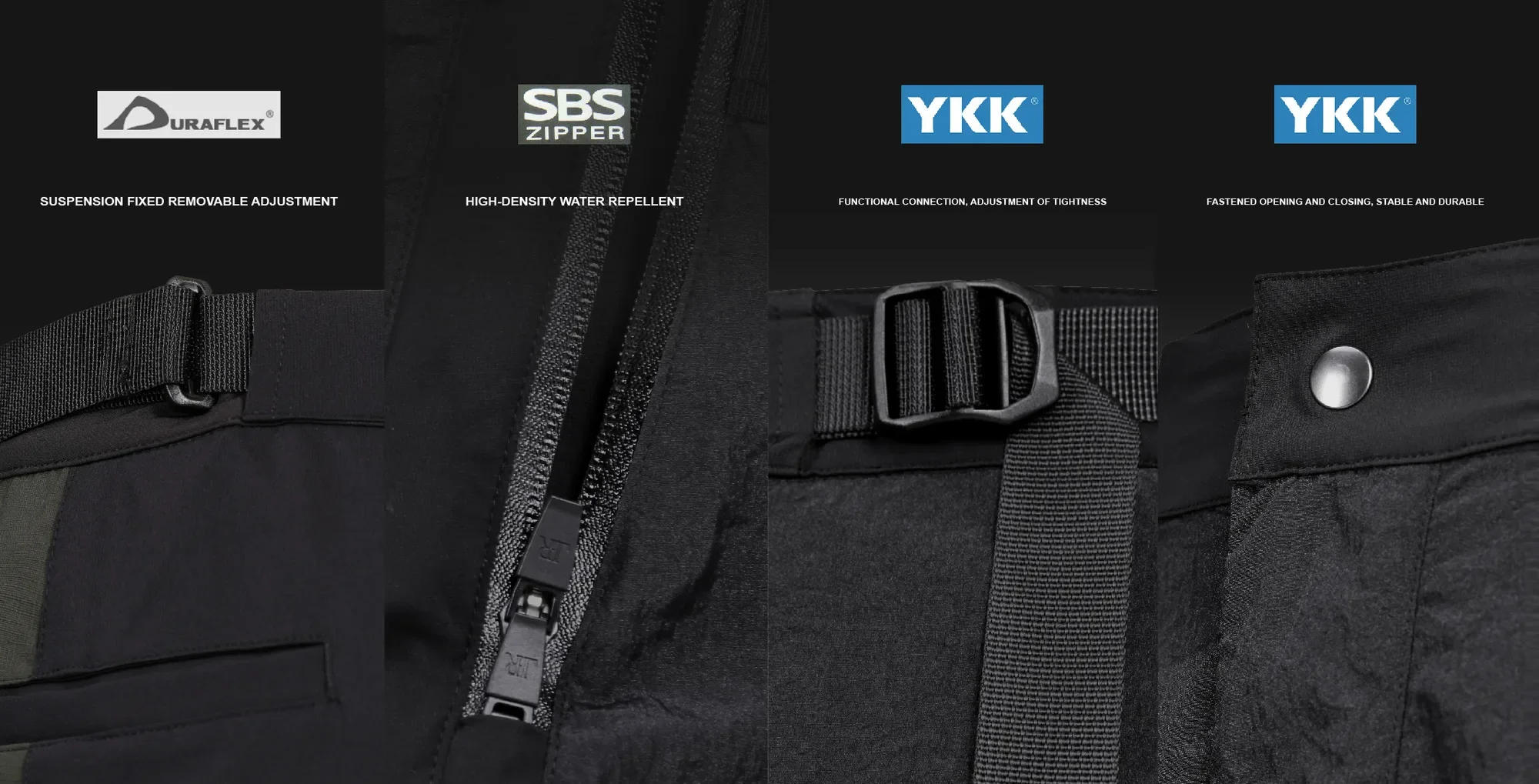 Description Picture 5 of itemREINDEE LUSION 21AW DOUBLE SHAPE ZIPPER WATERPROOF PANT Wide leg pants army green splicing jogger dark wear techwear