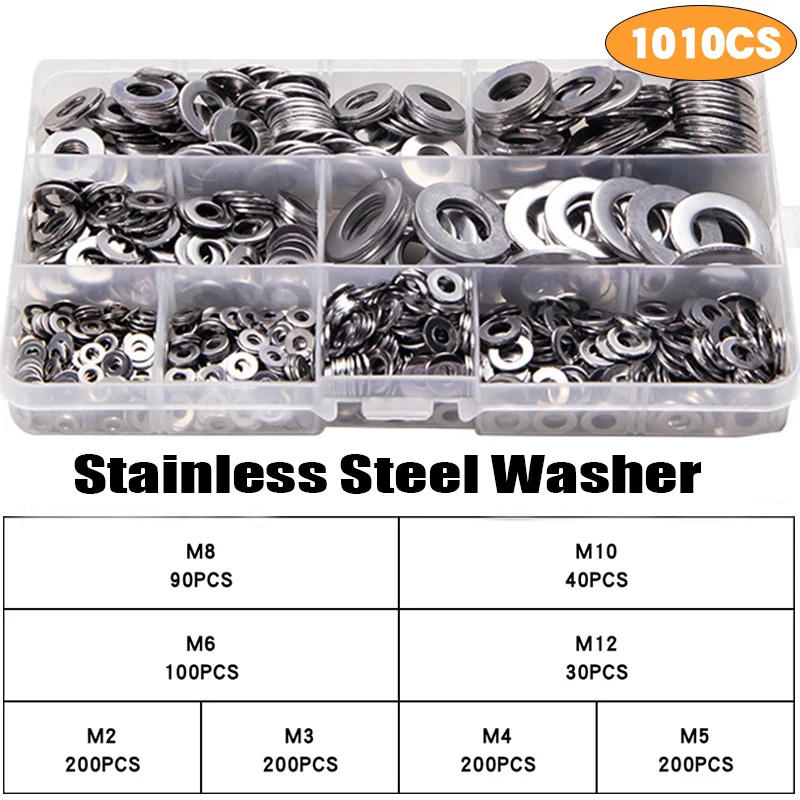 Description Picture 3 of item1010pcs Stainless Steel Sealing Solid Gasket Washer M2 M3 M4 M5 M6 M8 M10 M12 Sump Plug Oil For General Repair Seal Ring Set