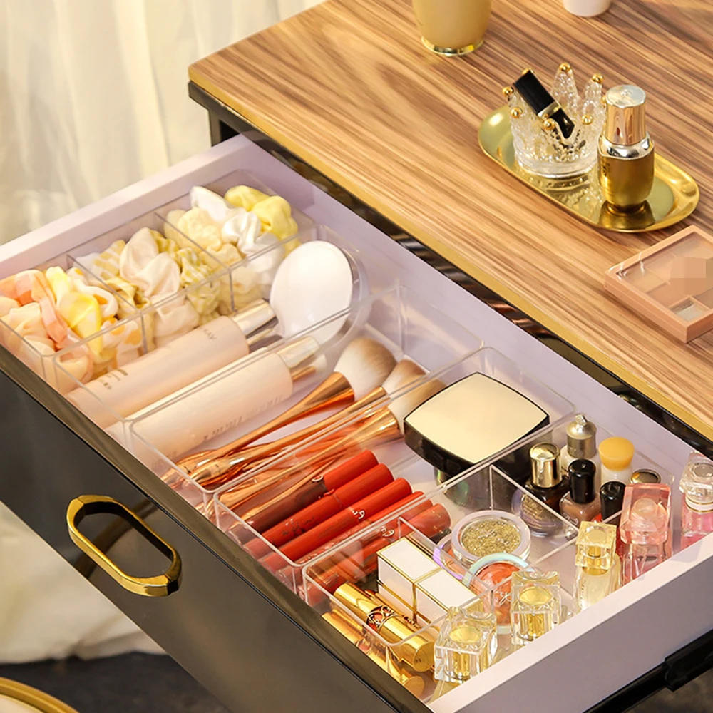 Description Picture 5 of itemClear Acrylic Makeup Layered Storage Box Dressing Table Cosmetic Lipstick Finishing Grid Box Desktop Drawer Storage Compartment