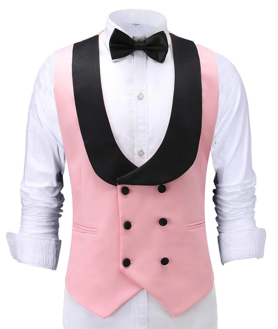 Description Picture 2 of itemcustom Men's Waiter Vest Burgundy Slim Fit Prom Double Breasted Blazer Champagne Suits Red Waistcoat For Wedding Man Grooms