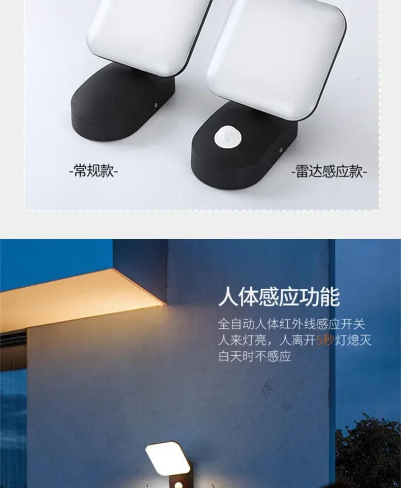 Description Picture 4 of itemLED Simple and Bright Human Body Induction Wall Lamp Outdoor Waterproof Exterior Wall Lamp Villa Garden Balcony Terrace Lamp
