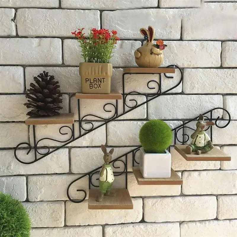 Description Picture 3 of itemRetro Staircase Decorative Frame Wall Estanterias Murale Pared Decoracion Wall Hanging Flower Shelf Mount Home Accessories