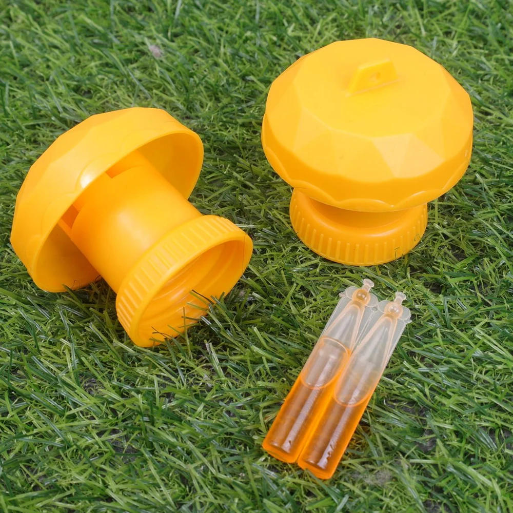 Description Picture 6 of itemFruit Fly Trap Killer Yellow Plastic Cap Orchard Insect Drosophila Catcher Anti Pest Useful Control Attracting Trapping Agent