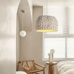 Minimalism Nordic E27 Led Pendant Lights Unique Knitted Rope Wabi Sabi Chandelier Bar Suspend Lamp Fixtures Lustre Hanging Lamp